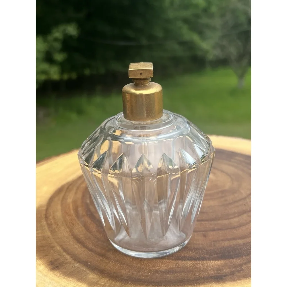 Vintage Baccarat France Crystal Perfume Atomizer Gold Mesh Bulb Signed